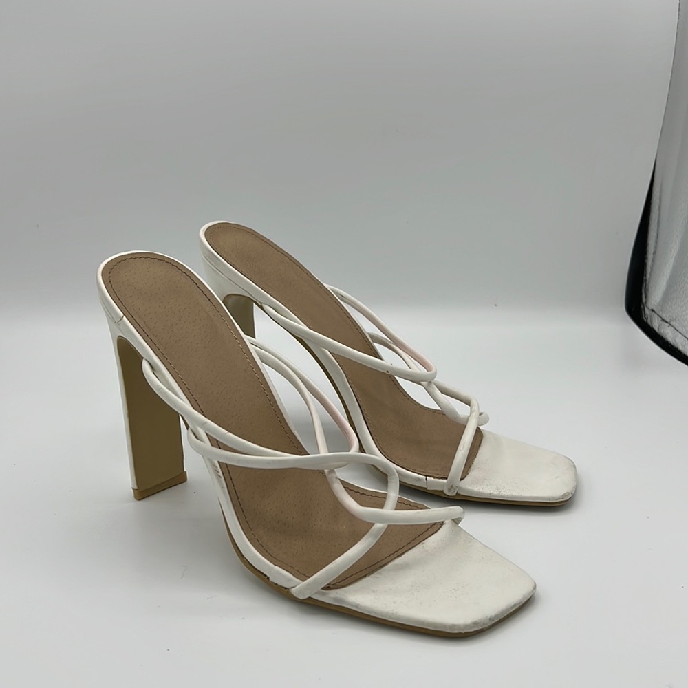 White square toe heels